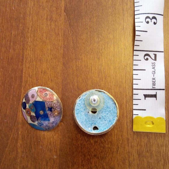 Beautiful Hand-Painted Abstract Design Earrings - Picture 3 of 3